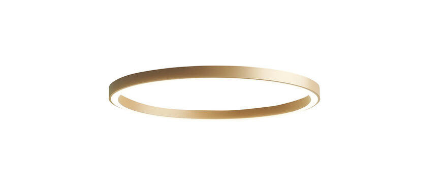 Illuminating Elegance: A Golden Halo LED Light Fixture casts a soft, warm glow . Modern design at its finest., cut out,transparent background