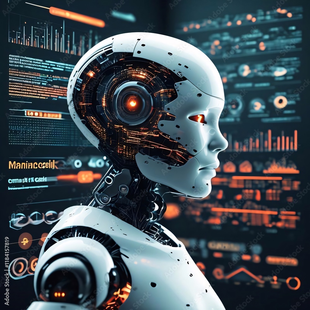 Aufkleber ai robot data center profile future tech.