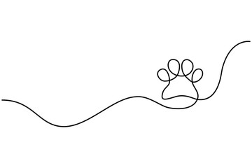 continuous one line dog paw outline drawing vector illustration of minimalist