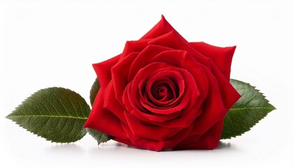 single beautiful red rose isolated on white background