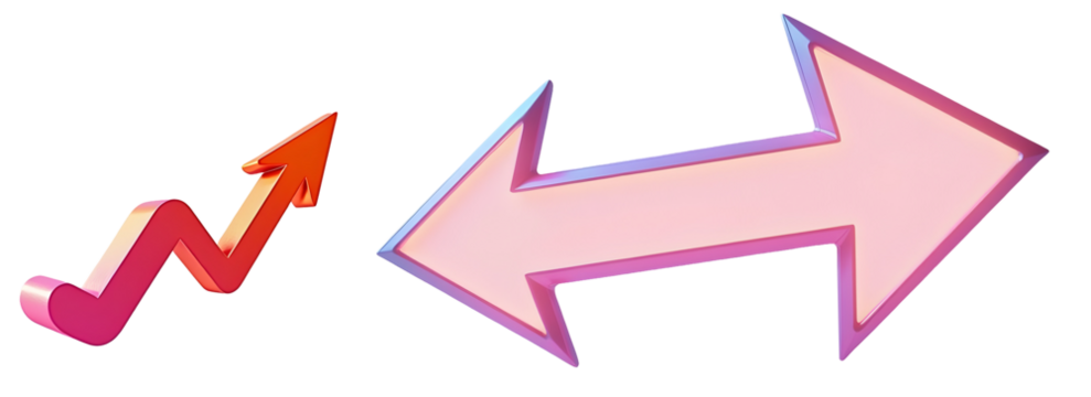 Dynamic Arrows: Growth and Change.  A vibrant visual representing progress and choices.  Explore directions and possibilities., cut out,transparent background
