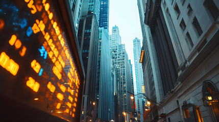 Cityscape Stock Market Display Urban Buildings