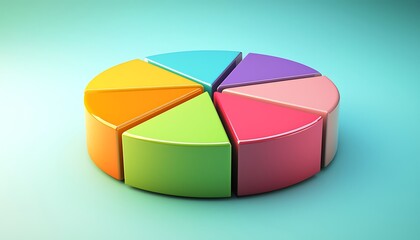 Obraz premium 3D pie chart illustrating a diversified investment portfolio, showcasing asset allocation and financial analysis.