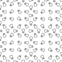 Seamless pattern with teeth, line drawing on dental theme