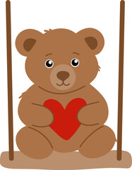 Fototapeta premium teddy bear with heart on a swing