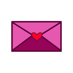 Pink love mail icon. Valentine, love.