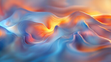 Obraz premium Dynamic glowing waveforms in shades of blue and orange, representing energy and progress.