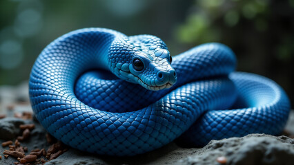 Fototapeta premium Blue Snake, Generative AI