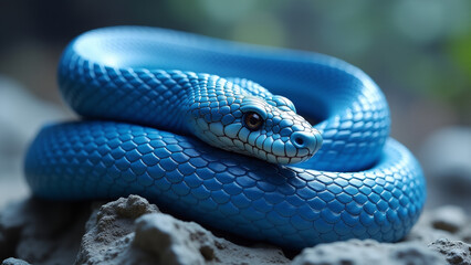 Fototapeta premium Blue Snake, Generative AI