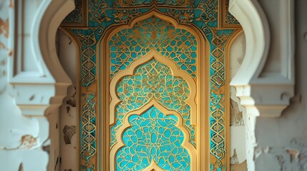 Intricate Turquoise and Gold Islamic Architecture