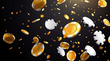 abstract jackpot bonus effect on dark background concept, Gold and white vector graphic style