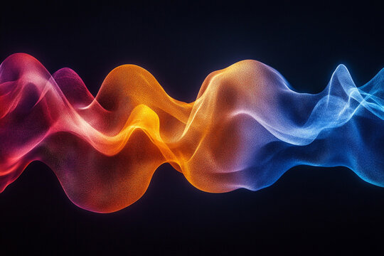 Overlapping waves depicting sound, energy, and emotion in vibrant colors