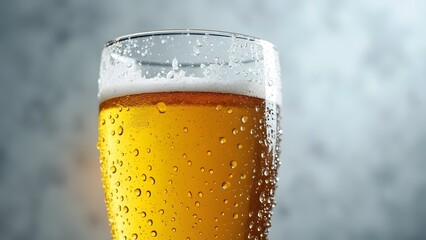 Close-up of Condensation on a Frosty Beer Glass - Transparent Background