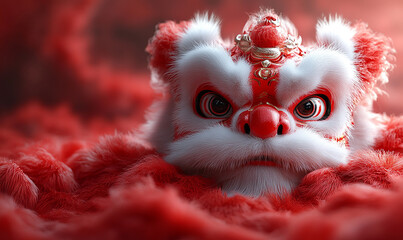 happy chinese new year, cute chinese traditional lion dance