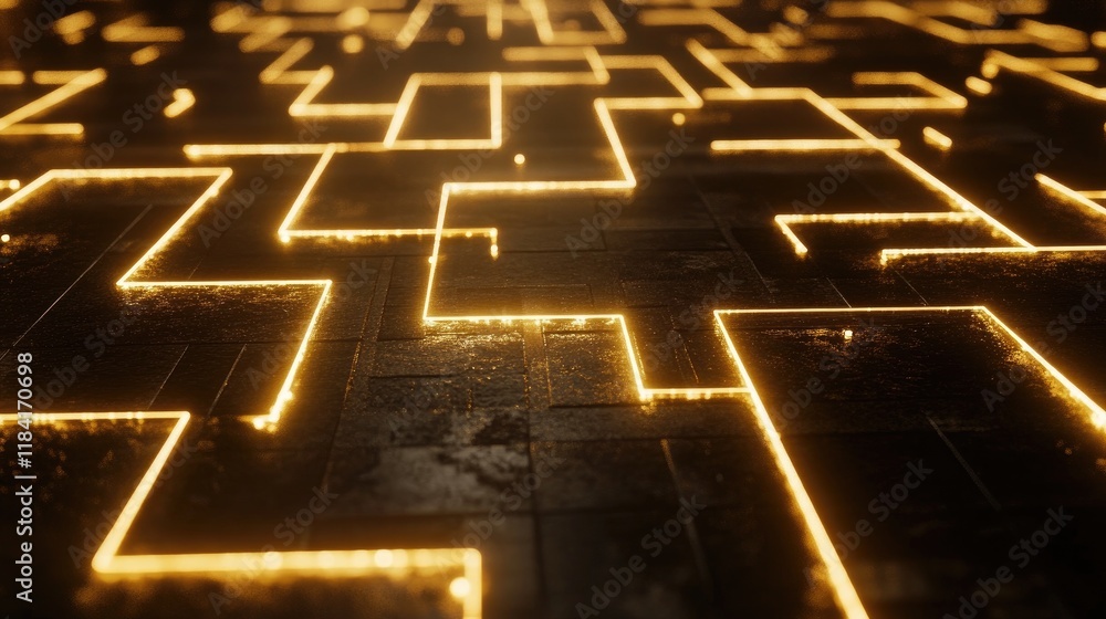 Poster luminous grid patterns with glowing nodes and connecting lines, symbolizing connectivity.
