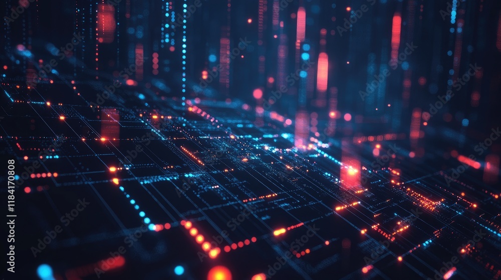 Aufkleber minimalistic glowing waveforms on a sleek black background, symbolizing data and innovation.