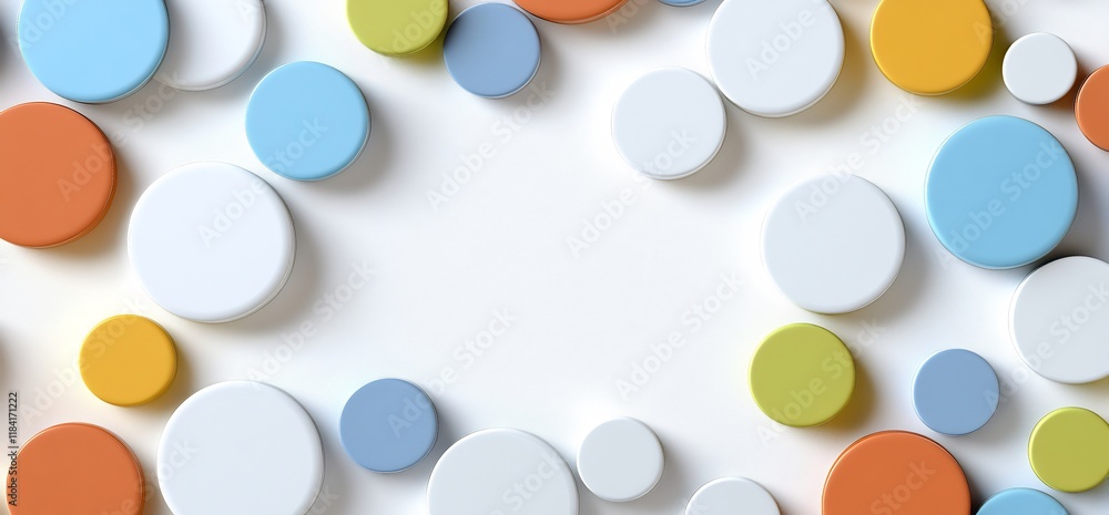 Poster colorful circular pattern on white background for creative design use