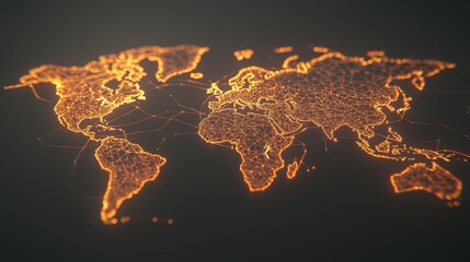 A world map formed by glowing lines, symbolizing global digital connections and the transformative power of technology.