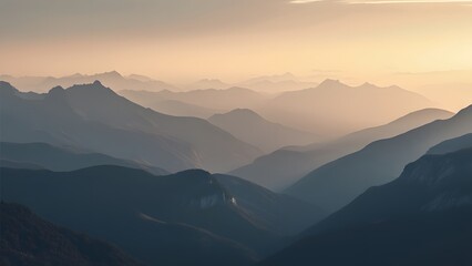 Obraz premium Serene Sunrise, Breathtaking Gray Mountain Range Landscape Photography