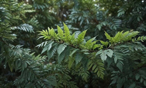 Detailed study of Leucaena glauca Benth leaves, Acacia leaf, Leaf veins, Nature photography