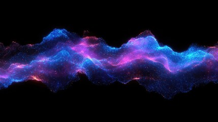 Top-down view of digital waveforms with glowing accents on a black background, symbolizing progress.