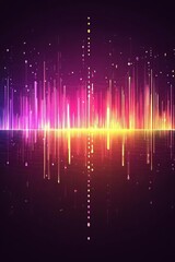 Abstract colorful background with bright waves and a sound pattern representing audio visual.