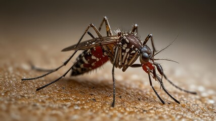 Zica virus aedes aegypti mosquito on human skin - Dengue, Chikungunya, Mayaro, Yellow fever