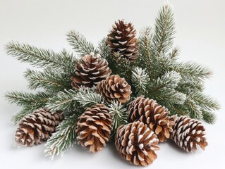 Snow Covered Pine Cones and Branches Festive Arrangement