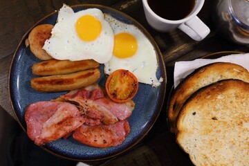 Irish breakfast plate in a cafe in Dublin