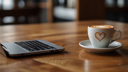 cup of coffee and laptop