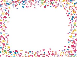 Obraz premium Colorful star confetti border on white background