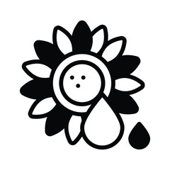 Skincare and massage, icon of sunflower oil in modern style