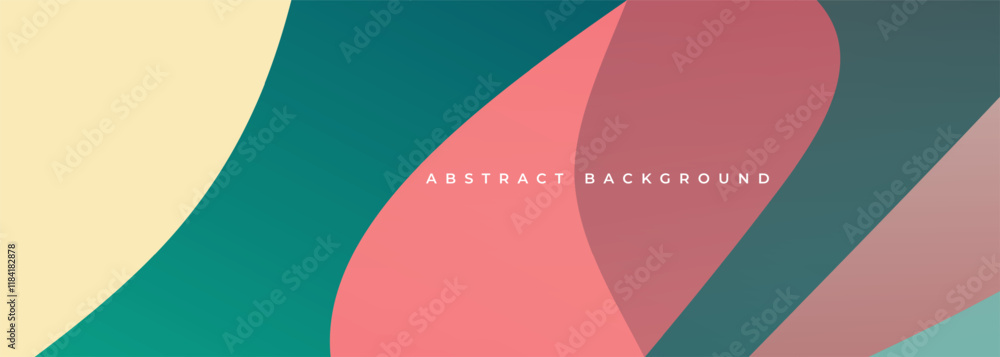 Aufkleber Abstract modern wide banner with colored wavy shapes. Colorful abstract retro background with curved objects. Vector illustration