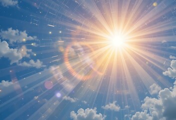 Heavenly Radiance Sunbeams Illuminate Cloudscape