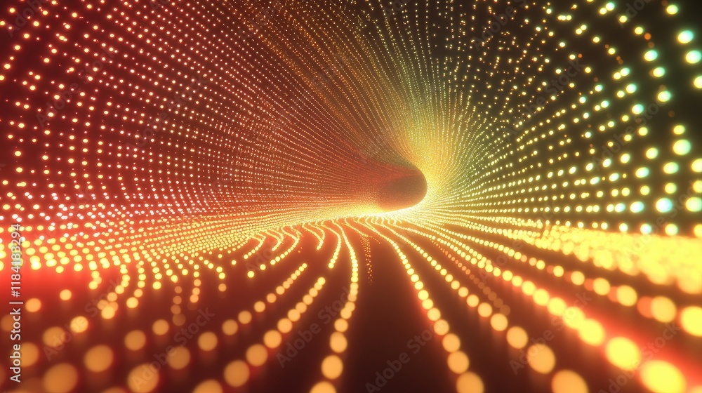 Poster Top view of interconnected glowing dots forming abstract network shapes on a gradient background.