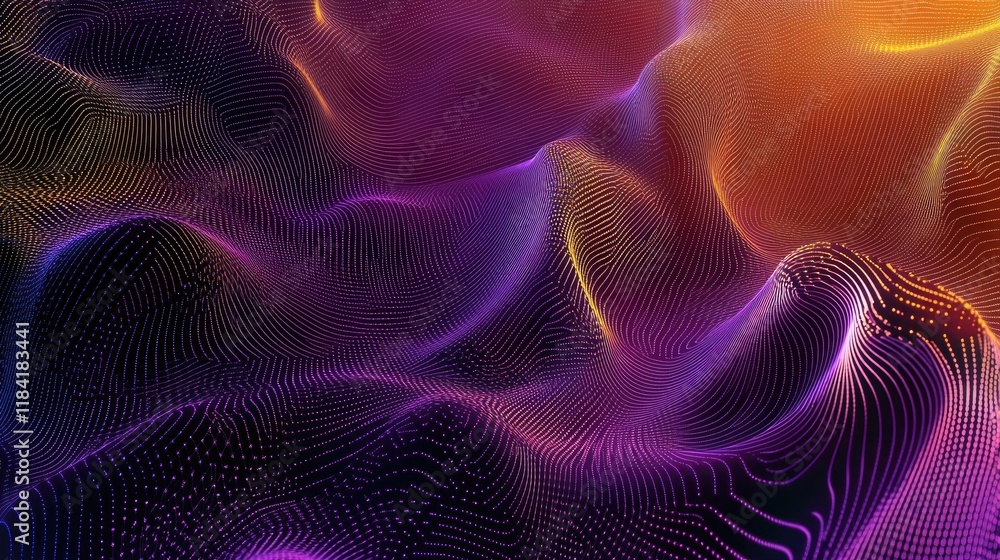 Poster top view of interconnected glowing dots forming abstract network shapes on a gradient background.