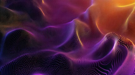 Obraz premium Top view of interconnected glowing dots forming abstract network shapes on a gradient background.