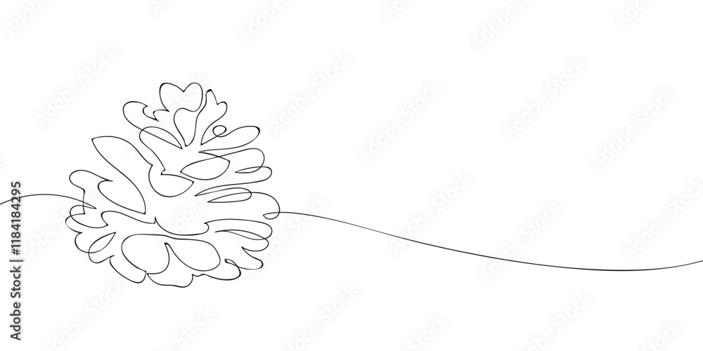 Poster a single line drawing of a cone. continuous line conifer cone icon. one line icon. vector illustrati