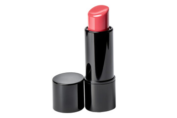 Lipstick in sleek black case, isolated on transparent background