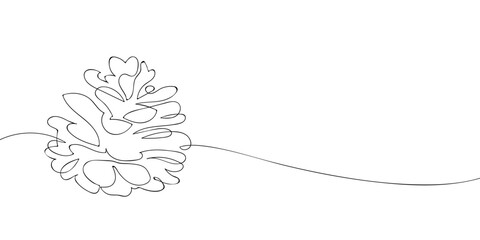 A single line drawing of a cone. Continuous line conifer cone icon. One line icon. Vector illustration.