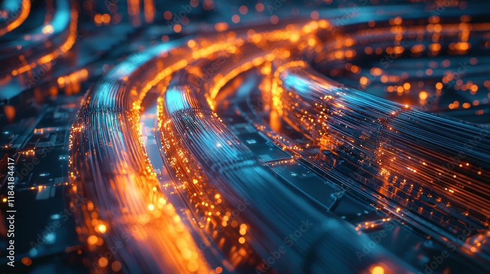 Poster abstract digital network: a symphony of light and data
