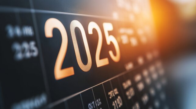 Happy new year 2025. Close up calendar concept.