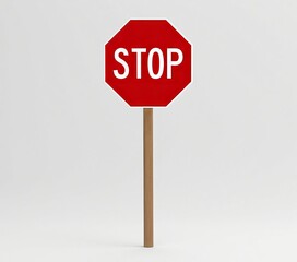 Red octagonal stop sign on wooden pole