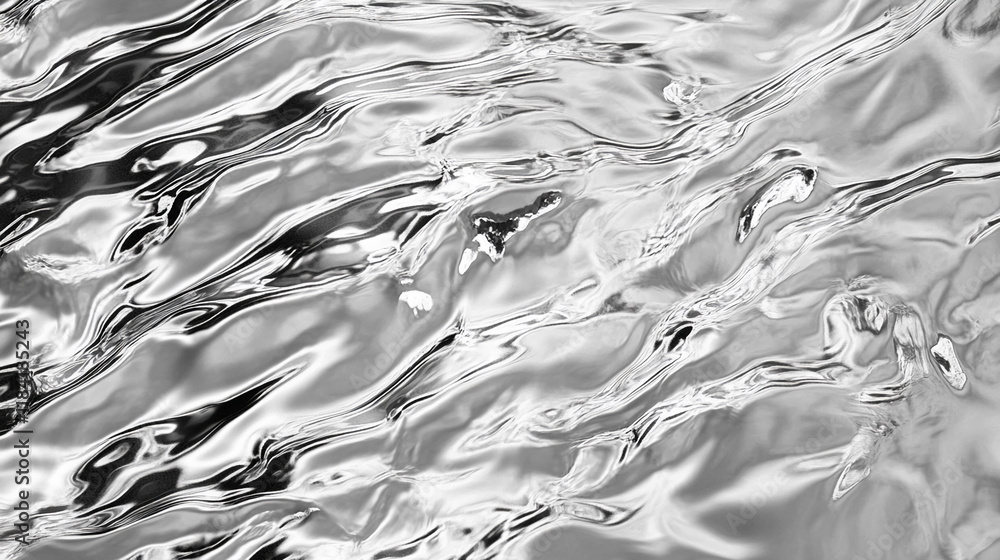 Poster abstract fluid silver texture with reflective metallic waves