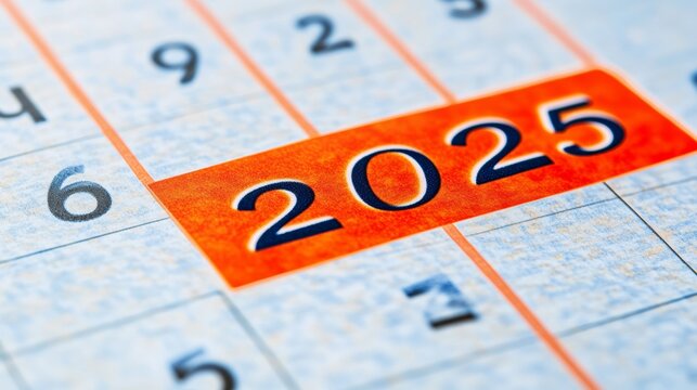 Happy new year 2025. Close up calendar concept.