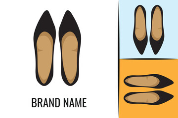 Elegant female shoes logo. Woman's shoe footwear logotype. Women boots logo