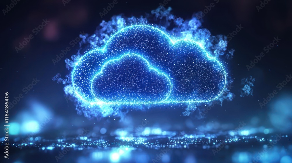 Poster abstract glowing cloud computing digital network concept