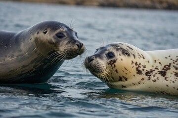 Fototapeta premium layful seal swimming gracefully, highlighting its adorable and lively demeanor