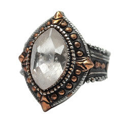 Handmade Vintage Silver Statement Ring with Rare Gemstone Elegant Bohemian Design