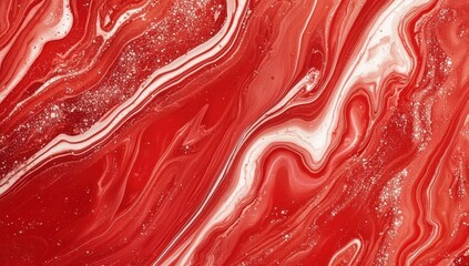 Obraz premium Red and White Marble Fluid Acrylic Painting Art Background Texture Design